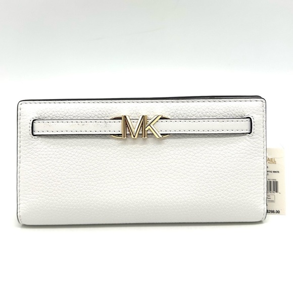 Michael Kors Reed Large Snap Bifold Wallet Optic White - Picture 1 of 9
